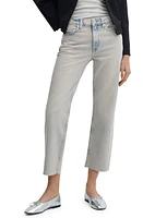 MANGO Raw Hem Mid Rise Crop Straight Leg Jeans in Light Blue at Nordstrom, Size 2