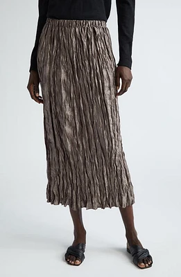 Lafayette 148 New York Crinkle Pleated Pull-On Midi Skirt Pewter Metallic at Nordstrom,