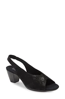 Munro Rochelle Slingback Sandal Black Metallic Leather at Nordstrom,