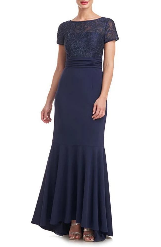 JS Collections Celia Beaded Mermaid Gown Deep Navy at Nordstrom,