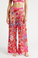 KILO BRAVA Embroidered Mesh Flare Pants Mixed Berry at Nordstrom,