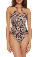 Becca Zanzibar Metallic Leopard One-Piece Swimsuit Multi at Nordstrom,