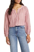 Lucky Brand Stripe Button Front Shirt in Mauve Stripe at Nordstrom, Size X-Large