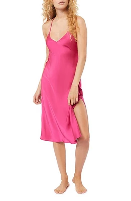 Etam Epatante Longline Satin Chemise in Fuschia at Nordstrom, Size X-Large