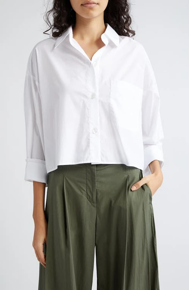 TWP Soon to Be Ex Cotton Button-Up Crop Shirt in White at Nordstrom, Size Medium