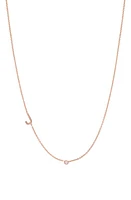 BYCHARI Asymmetric Initial & Diamond Pendant Necklace in 14K Rose Gold-J at Nordstrom