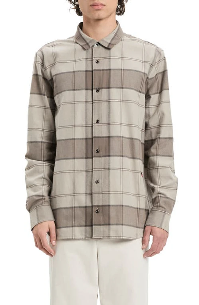 VAYDER Preston Plaid Cotton & Silk Flannel Button-Up Shirt Wheat Ash at Nordstrom,