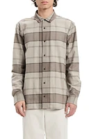 VAYDER Preston Plaid Cotton & Silk Flannel Button-Up Shirt Wheat Ash at Nordstrom,