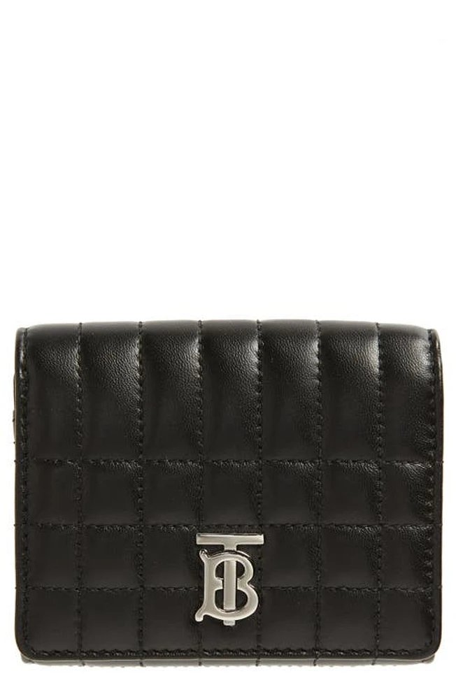 burberry Lola Quilted Leather Trifold Wallet in Black /Palladio at Nordstrom