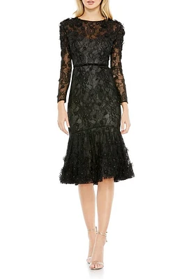 Mac Duggal Sequin Lace Long Sleeve Sheath Cocktail Dress Black at Nordstrom,