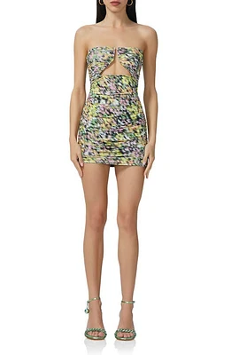 AFRM Verena Blur Floral Strapless Minidress Noir at Nordstrom,