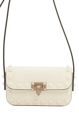 Valentino Garavani Mini Rockstud23 Leather Crossbody Bag in 098 Ivory at Nordstrom