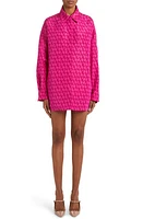 Valentino Garavani VLOGO Longline Silk Button-Up Shirt in Pink Pp at Nordstrom, Size 8 Us