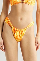 Kulani Kinis Ruched Thong Bikini Bottoms Tangerine Dreams at Nordstrom,