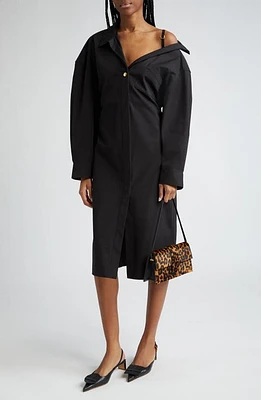 Jacquemus La Robe Chemise Long Sleeve Asymmetric Cotton Poplin Shirtdress at Nordstrom