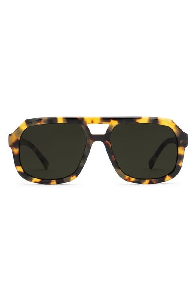 Electric Augusta 57mm Polarized Square Aviator Sunglasses in Gloss Spotted Tort/Grey Polar at Nordstrom