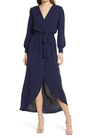 Fraiche by J Wrap Front Long Sleeve Dress at Nordstrom,