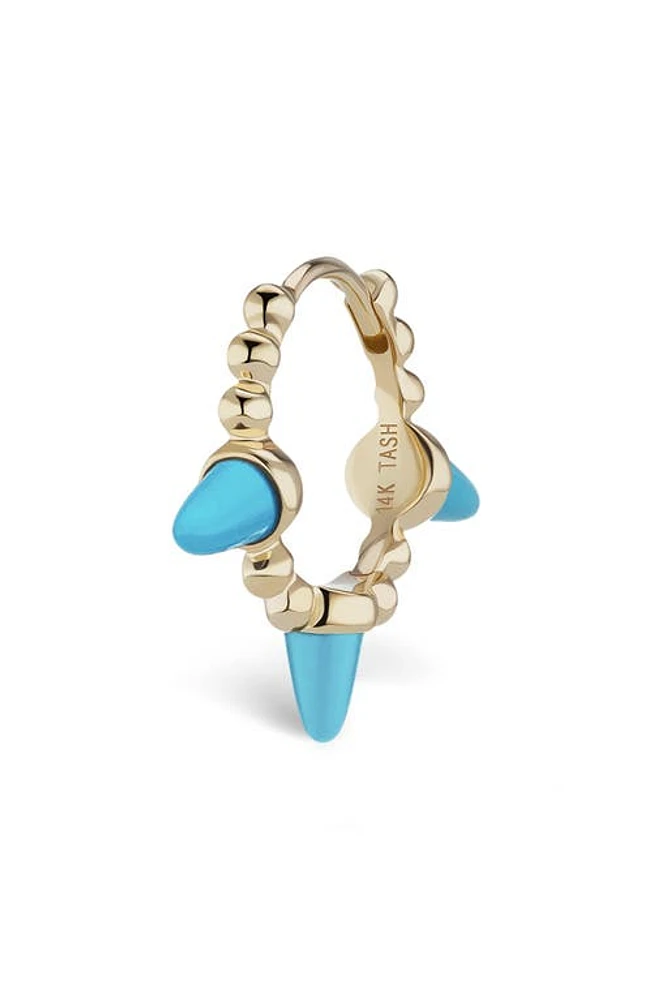 Maria Tash Triple Turquoise Spike Single Huggie Hoop Earrings in Yellow Gold at Nordstrom, Size 9.5 Mm