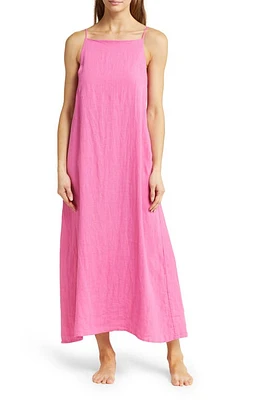 Desmond & Dempsey Print Square Neck Linen Nightgown at Nordstrom,