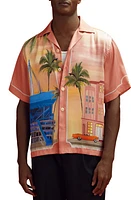 Reiss x McLaren Formula 1 Team Collection Miami Raceway Short Sleeve Button-Up Shirt Pink Multi at Nordstrom,