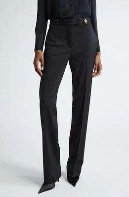 Versace Straight Leg Stretch Wool Trousers Black at Nordstrom, Us