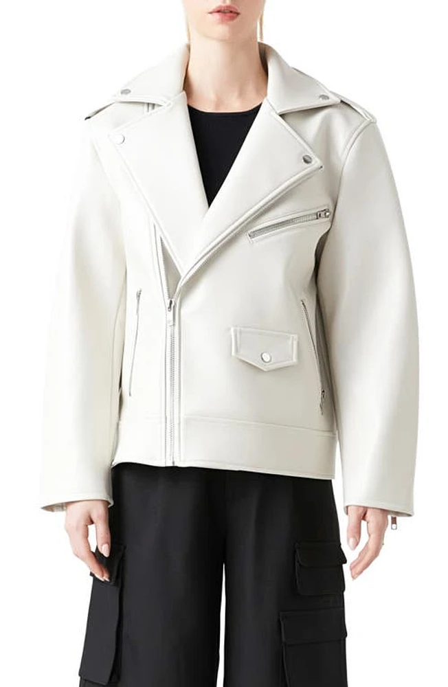 Grey Lab Padded Shoulder Faux Leather Biker Jacket at Nordstrom,