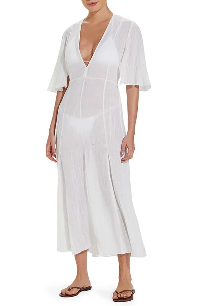 ViX Swimwear Malia Cotton Cover-Up Caftan White at Nordstrom,