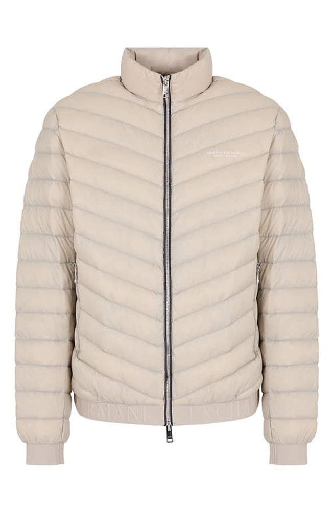 Armani Exchange Packable Down Puffer Jacket in Silver Lining/Deep at Nordstrom, Size Large