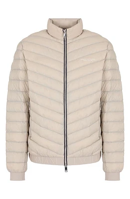 Armani Exchange Packable Down Puffer Jacket in Silver Lining/Deep at Nordstrom, Size Large