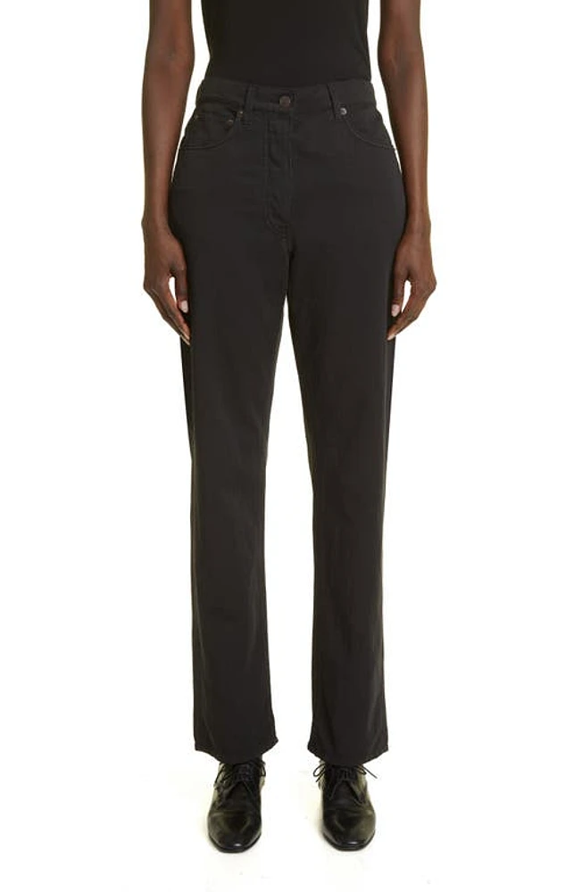 The Row Borjis Straight Leg Cotton & Linen Jeans in Black at Nordstrom, Size 2