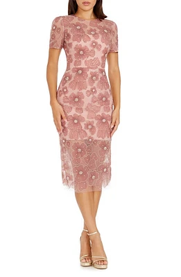 Dress the Population Lia Bead & Flower Appliqué Sheath Mauve Multi at Nordstrom,