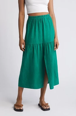 Nation LTD Esmeralda Linen Midi Skirt Verdant Green at Nordstrom,