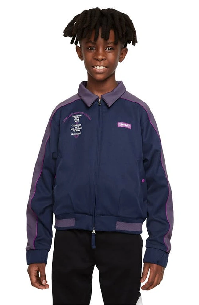 Nike Kids' LeBron James Dri-FIT Oversize Track Jacket Midnight Navy/Purple at