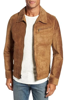 Schott NYC Unlined Rough Out Oiled Cowhide Trucker Jacket Brown at Nordstrom,