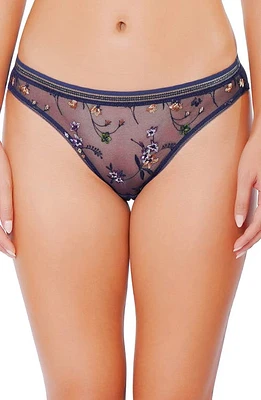 Huit Insouciante Embroidered Mesh Briefs Marine at Nordstrom,