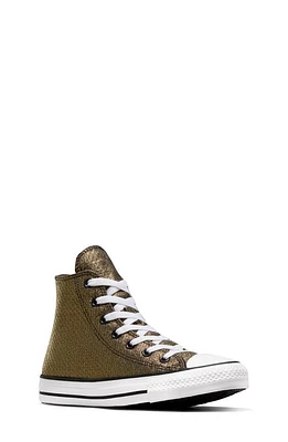 Converse Kids' Chuck Taylor All Star High Top Sneaker Black/Gold/White at Nordstrom, M