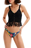 Desigual Crochet Crop Top Black at Nordstrom,