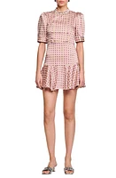 sandro Jayana Rhinestone Foulard Print Minidress Ecru /Pink at Nordstrom,