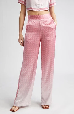 Casablanca Heart Print Ombré Silk Pants in Morning City View at Nordstrom, Size 4 Us