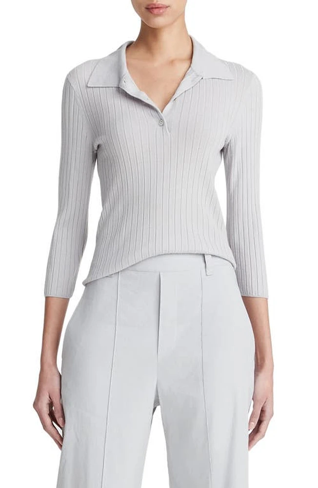 Vince Rib Wool Blend Polo Sweater at Nordstrom,