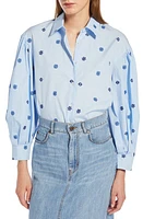 Weekend Max Mara Villar Embroidered Poplin Shirt Light Blue at Nordstrom,