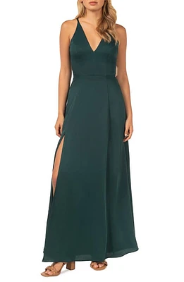 Dress the Population Parker Slit A-Line Gown Pine at Nordstrom,