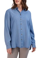 Foxcroft Hampton Long Sleeve Button-Up Shirt Blue Wash at Nordstrom,