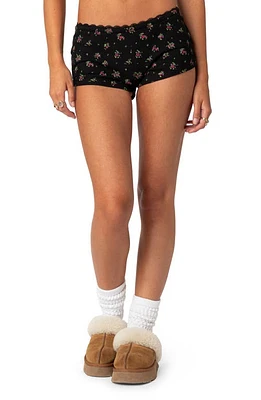 EDIKTED Aislinn Floral Waffle Knit Micro Shorts Mix at Nordstrom,