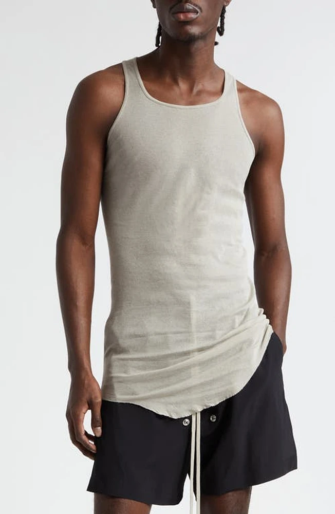 Rick Owens Longline Cotton Tank Top Pearl at Nordstrom,