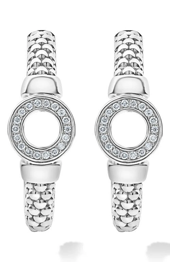 LAGOS Enso Diamond Hoop Earrings in Silver/diamond at Nordstrom