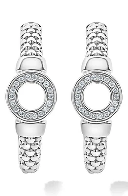 LAGOS Enso Diamond Hoop Earrings in Silver/diamond at Nordstrom