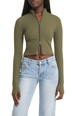 BP. Rib Mock Neck Zip-Up Jacket at Nordstrom,