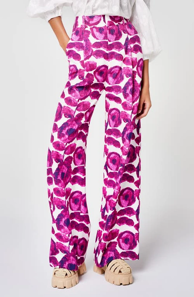 Smythe Floral Pleated Pants Begonia at Nordstrom,