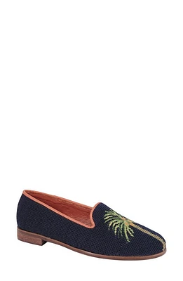 ByPaige BY PAIGE Needlepoint Palm Tree Flat Navy at Nordstrom,